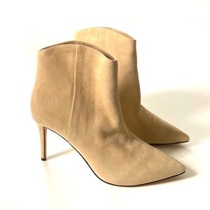 J. Crew Tan Golden Mushroom Suede Pointed Toe High Heel Ankle Boot
